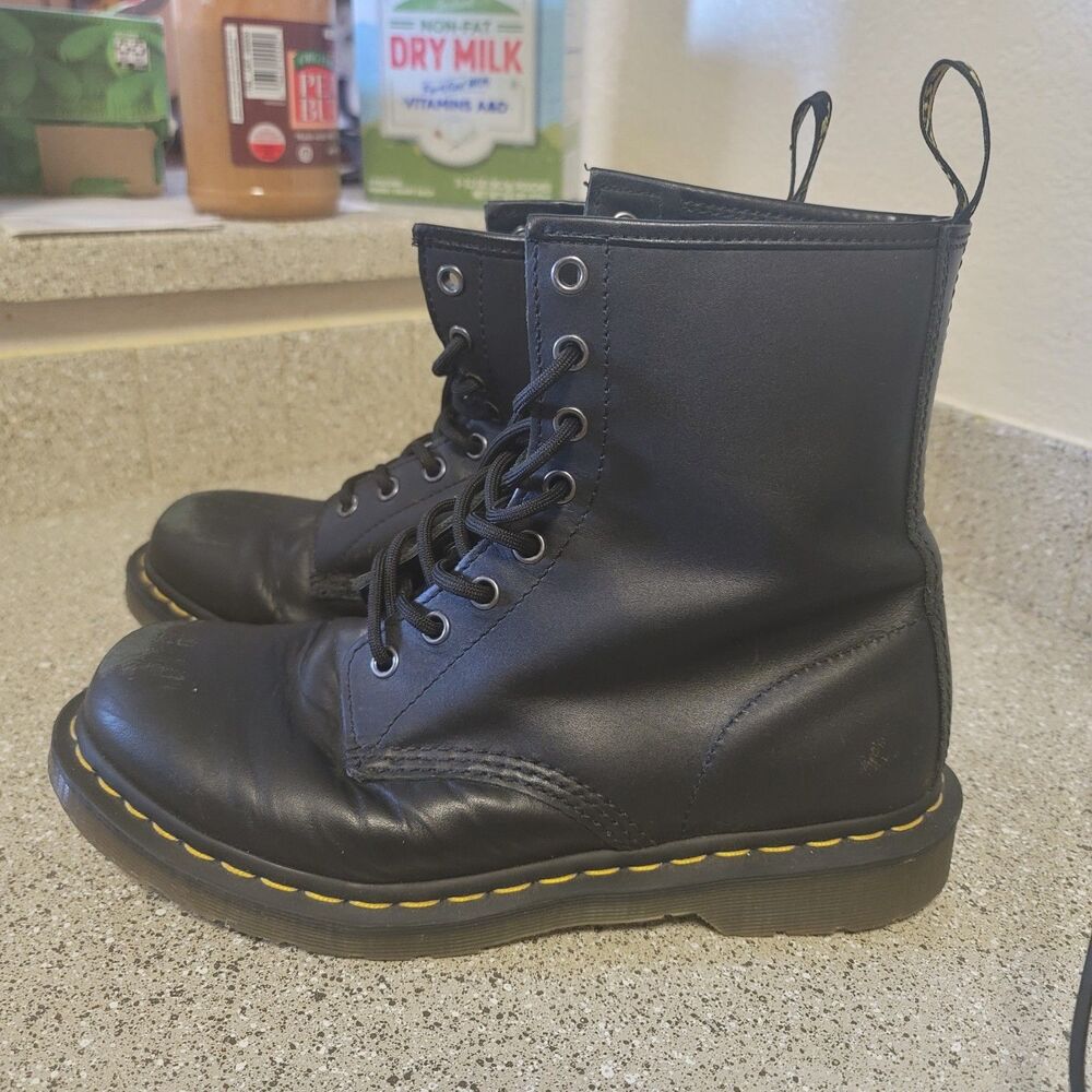Dr Marten Black Smooth Leather Combat Boots Size 9L